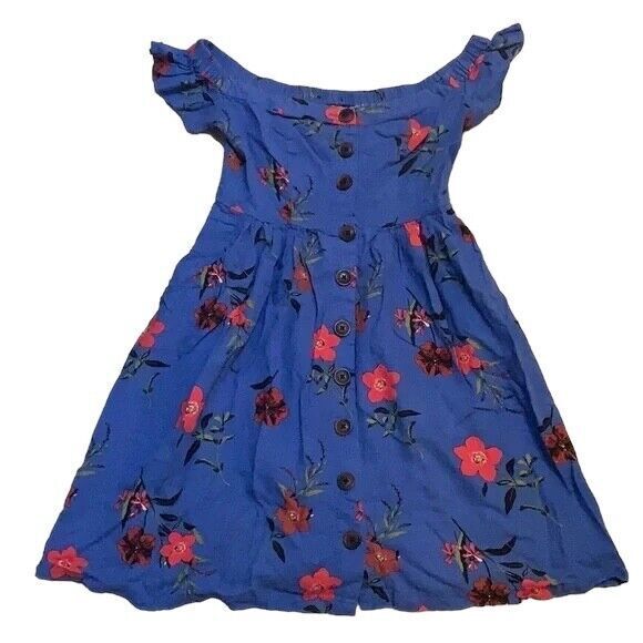 Womens Size XS Urban Outfitters Amelie Dress Blue Floral Button Down - Picture 3 of 3